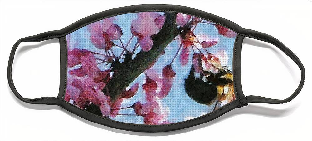 Bee Face Mask featuring the painting Bee to the Blossom by Jeffrey Kolker