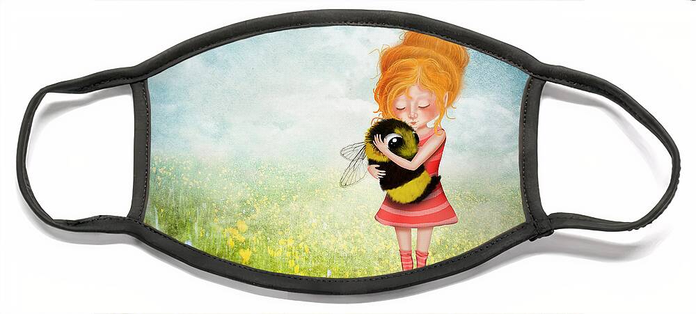 Bee Face Mask featuring the digital art Bee Hugger by Laura Ostrowski