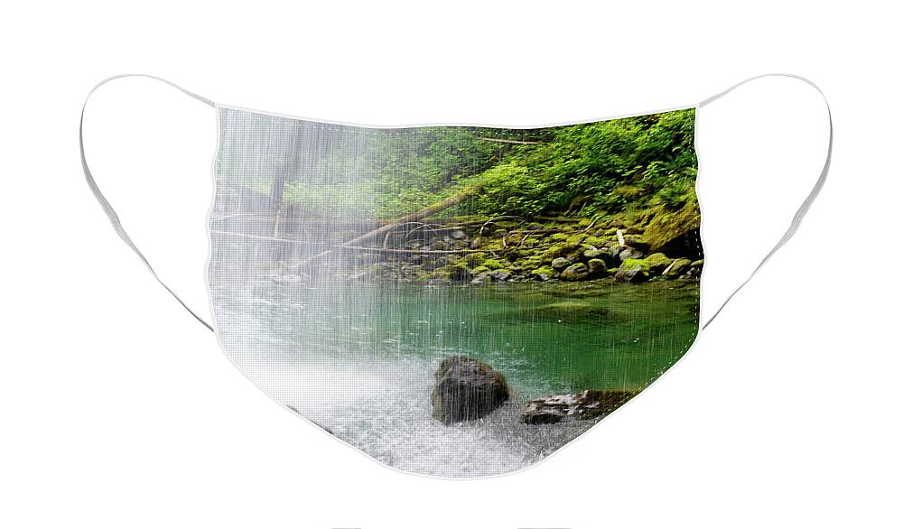 Waterfall Face Mask featuring the photograph Behind the Falls by Tim Dussault