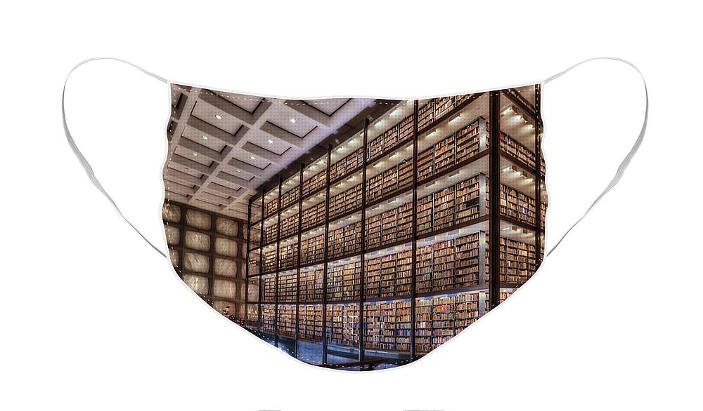 Yale University Library Face Mask featuring the photograph Beinecke Rare Book and Manuscript Library by Susan Candelario
