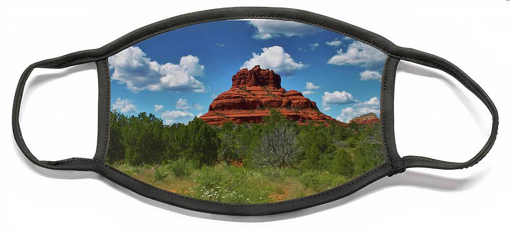 Sedona Face Mask featuring the photograph Bell Rock in Sedona by Ola Allen