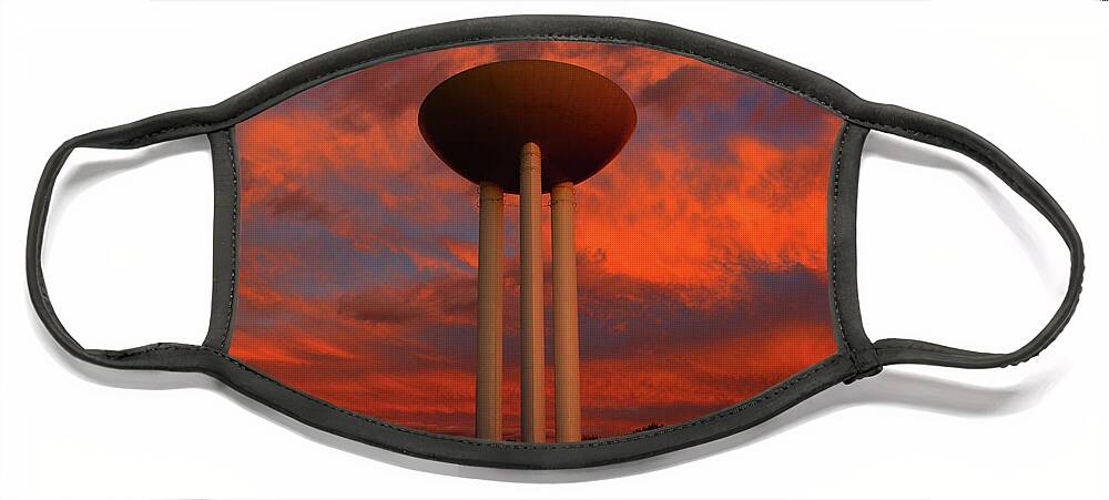 Bell Works Face Mask featuring the photograph Bell Works Transistor Water Tower by Raymond Salani III