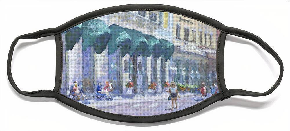 Fresia Face Mask featuring the painting Bellagio on a Summer Day by Jerry Fresia