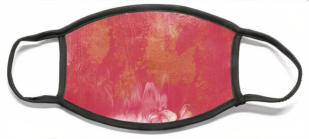Abstract Contemporary Modern Color Field Berry Pink Rose White Gold Home Decorairbnb Decorliving Room Artbedroom Artcorporate Artset Designgallery Wallart By Linda Woodsart For Interior Designersbook Coverpillowtotehospitality Arthotel Artpottery Barn Artcrate And Barrel Artwest Elm Artikea Art Face Mask featuring the painting Berry and Gold- Abstract Art by Linda Woods by Linda Woods