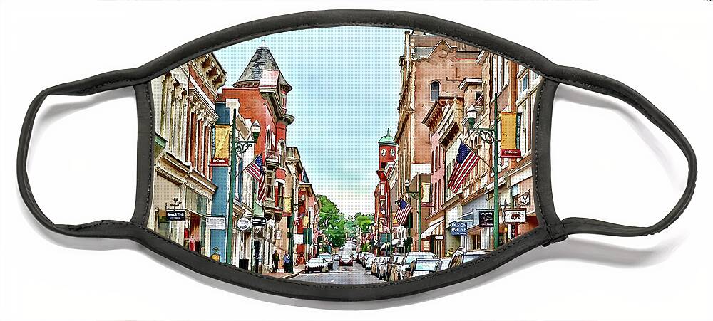 Beverley Historic District Face Mask featuring the photograph Beverley Historic District - Staunton Virginia - Art of the Small Town by Kerri Farley