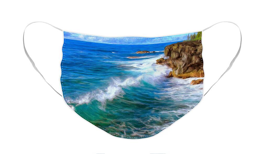Big Sur Face Mask featuring the painting Big Sur Coastline by Dominic Piperata