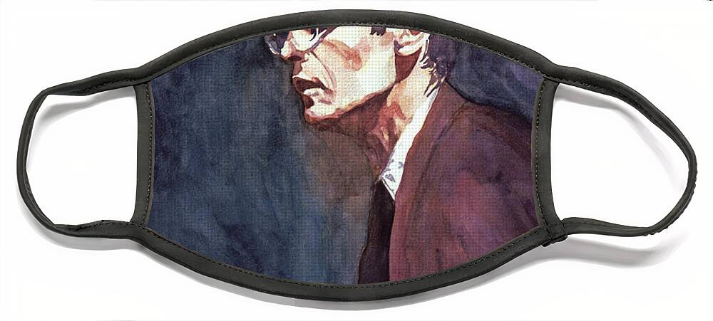 Jazz Face Mask featuring the painting Bill Evans - Blue Symphony by David Lloyd Glover