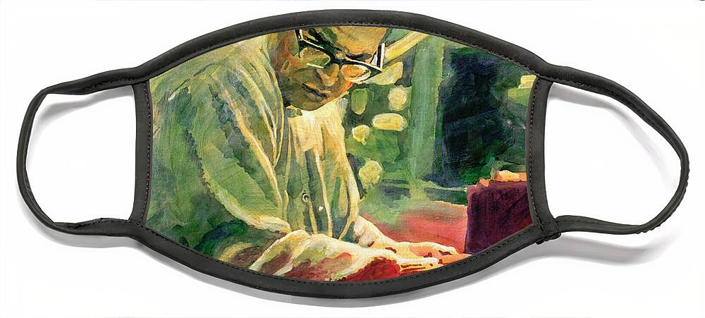 Bill Evans Face Mask featuring the painting Bill Evans Quintessence by David Lloyd Glover