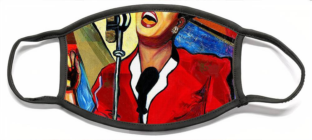 Everett Spruill Face Mask featuring the painting Billie Holiday by Everett Spruill