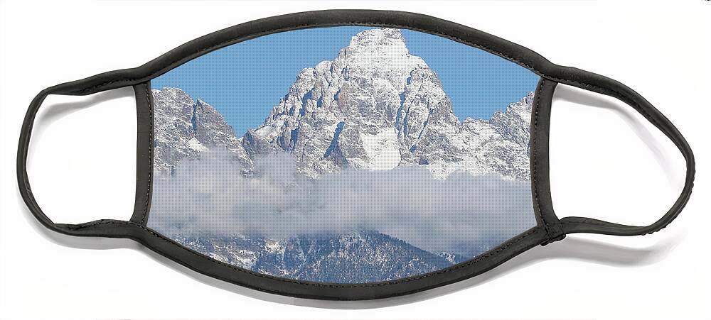 Bison Face Mask featuring the photograph Bison in the Tetons by Wesley Aston