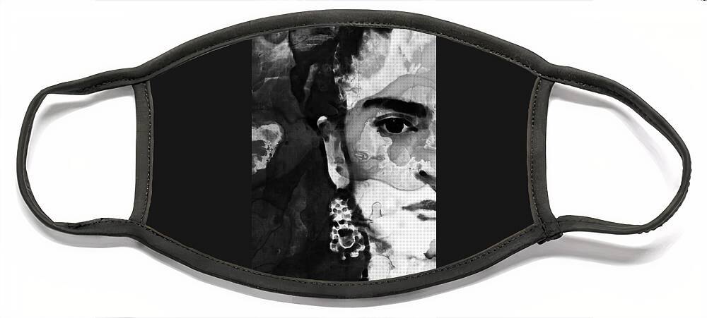 Frida Kahlo Face Mask featuring the painting Black And White Frida Kahlo by Sharon Cummings by Sharon Cummings