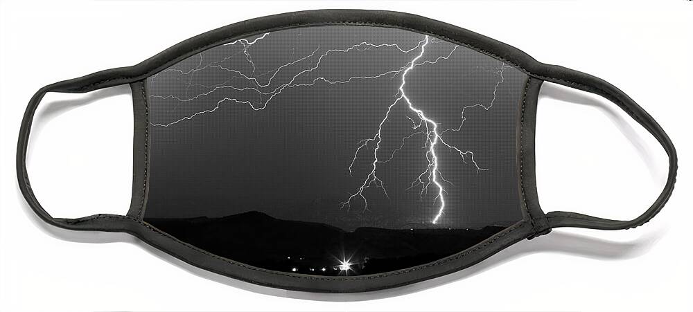 Lightning Face Mask featuring the photograph Black and White Massive Lightning Strikes by James BO Insogna