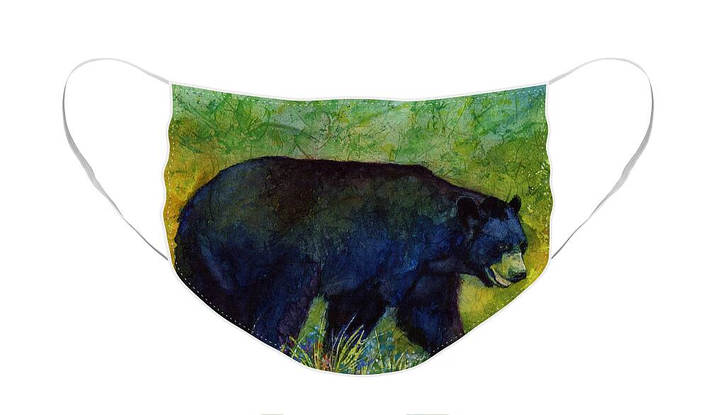 Bear Face Mask featuring the painting Black Bear by Hailey E Herrera