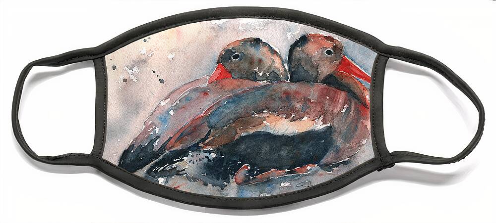 Duck Face Mask featuring the painting Black Bellied Whistling Duck by Claudia Hafner