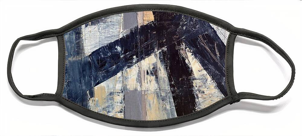 Lines Face Mask featuring the painting Black Lines Abstract 4.0 by Michelle Calkins