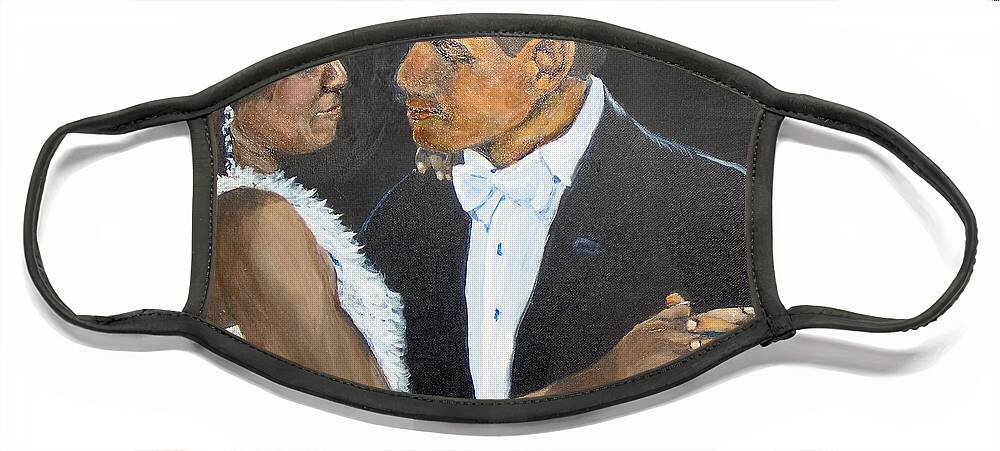 Barack Obama Face Mask featuring the painting Black Love is Black Power by Saundra Johnson