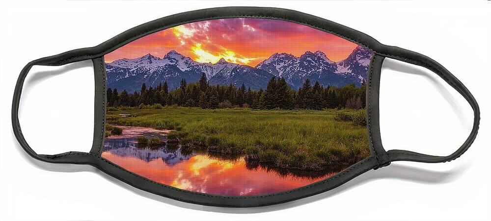 Sunsets Face Mask featuring the photograph Black Ponds Sunset by Darren White