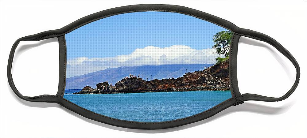 Black Rock Face Mask featuring the photograph Black Rock Beach and Lanai by Robert Meyers-Lussier