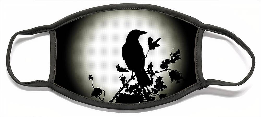 Blackbird Face Mask featuring the photograph Blackbird in Silhouette by David Dehner