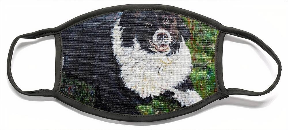 Dog Face Mask featuring the painting Blackie by Marilyn McNish