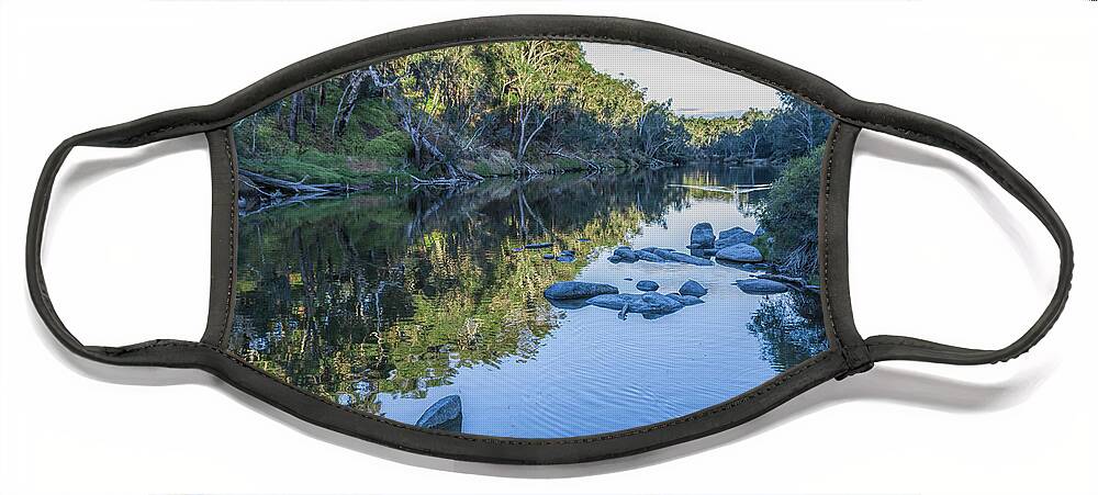 Blackwood Face Mask featuring the photograph Blackwood River Rocks, Bridgetown, Western Australia by Elaine Teague