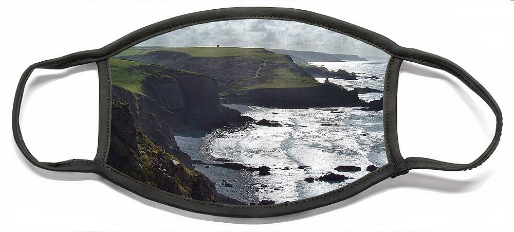 North Devon Face Mask featuring the photograph Blegberry Cliffs From Damehole Point by Richard Brookes