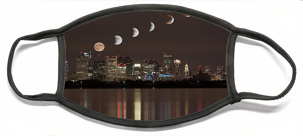 Boston Face Mask featuring the photograph Blood Moon Lunar Eclipse over Boston Massachusetts by Brian MacLean