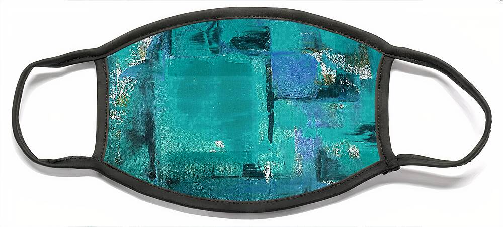 Abstract Face Mask featuring the painting Blue Abstract by Gina De Gorna