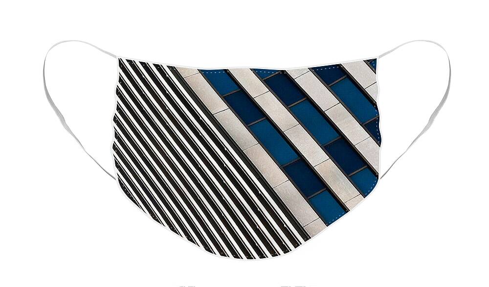 Cincinnati Face Mask featuring the photograph Blue and White Diagonals by Keith Allen