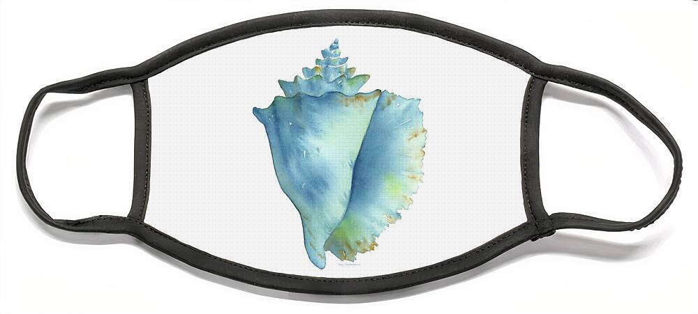 Conch Shell Face Mask featuring the painting Blue Conch Shell by Amy Kirkpatrick