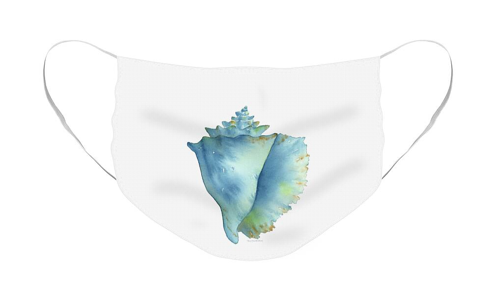 Conch Shell Face Mask featuring the painting Blue Conch Shell by Amy Kirkpatrick