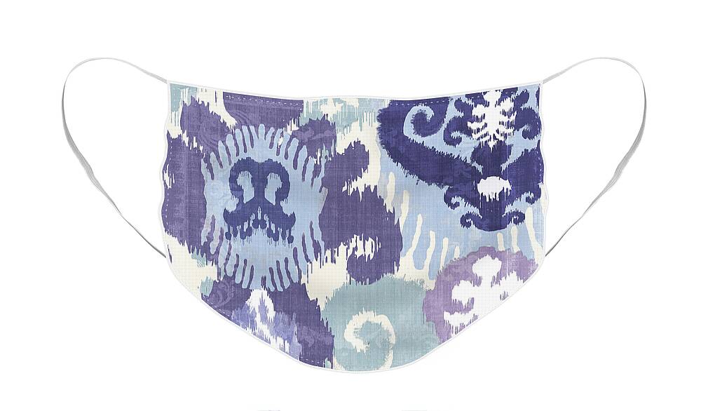 Ikat Face Mask featuring the painting Blue Curry I by Mindy Sommers