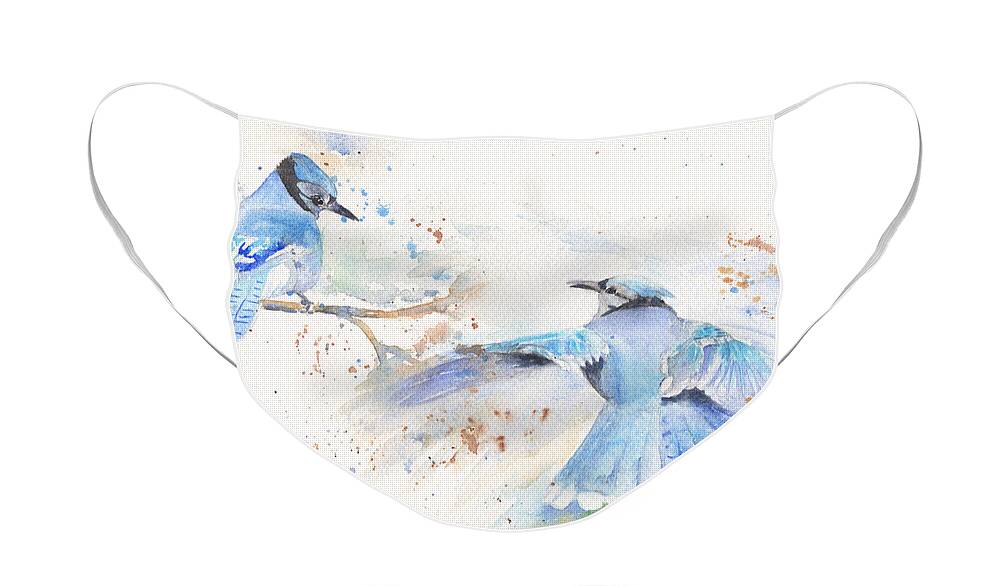 Blue Jays Face Mask featuring the painting Blue Jays by Marsha Karle