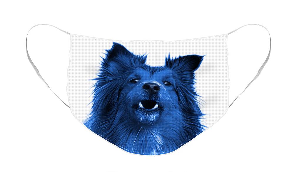 Sheltie Face Mask featuring the painting Blue Sheltie Dog Art 0207 - WB by James Ahn