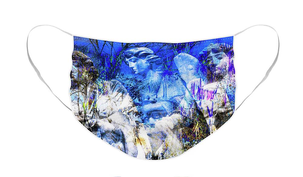 Blue Symphony Of Angels Face Mask featuring the digital art BLUE Symphony of ANGELS by Silva Wischeropp