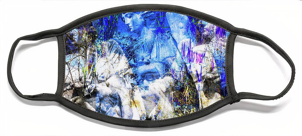 Blue Symphony Of Angels Face Mask featuring the digital art BLUE Symphony of ANGELS by Silva Wischeropp