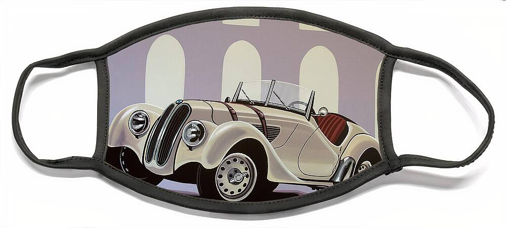 Bmw 328 Roadster Face Mask featuring the painting BMW 328 Roadster 1936 Painting by Paul Meijering
