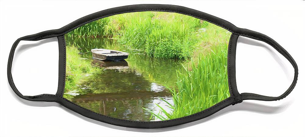 Boat Face Mask featuring the photograph Boat under a Bridge by Roy Pedersen