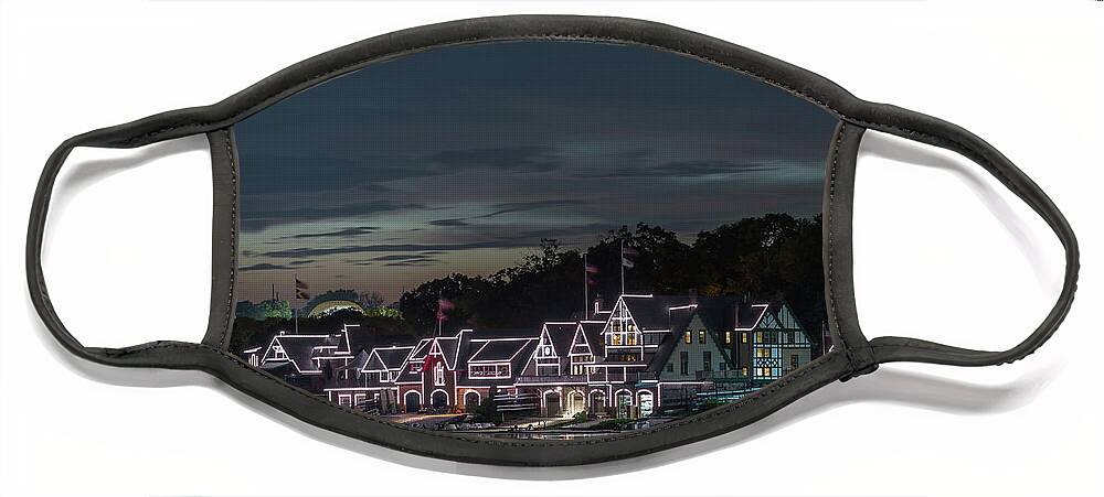 Boathouse Row Philly Pa Night Face Mask featuring the photograph Boathouse Row Philly Pa Night by Terry DeLuco