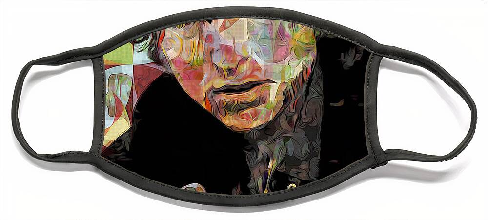 Bob Dylan Face Mask featuring the digital art Bob Dylan by Tim Wemple