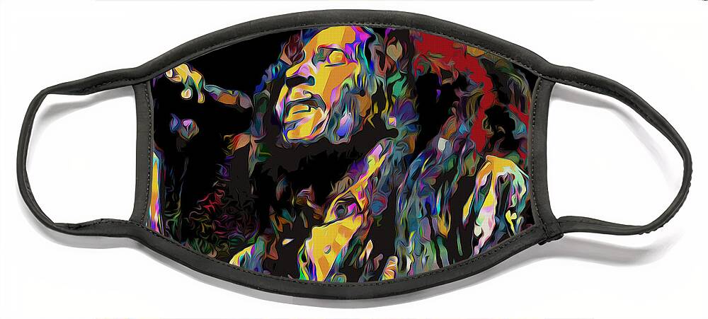Bob Marley Face Mask featuring the digital art Bob Marley by Tim Wemple