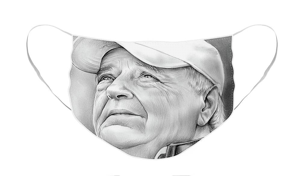 Bobby Bowden Face Mask featuring the drawing Bobby Bowden by Greg Joens