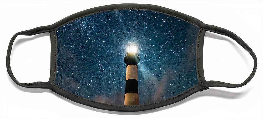 Bodie Face Mask featuring the photograph Bodie Lighthouse Under the Stars by Nick Noble