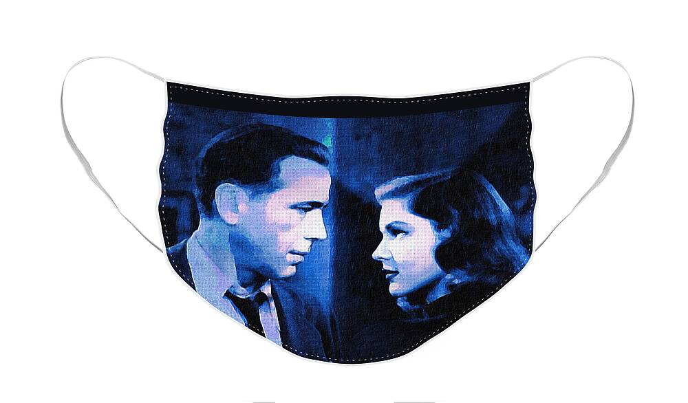 Bacall Face Mask featuring the digital art Bogart and Bacall - The Big Sleep by Alicia Hollinger