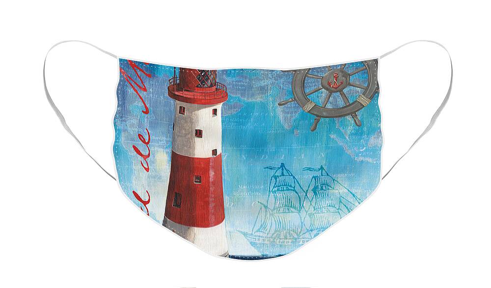 Coastal Face Mask featuring the painting Bord de Mer by Debbie DeWitt