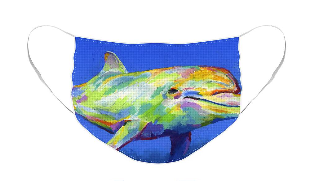 Dolphin Face Mask featuring the pastel Born To Live Wild by Stephen Anderson