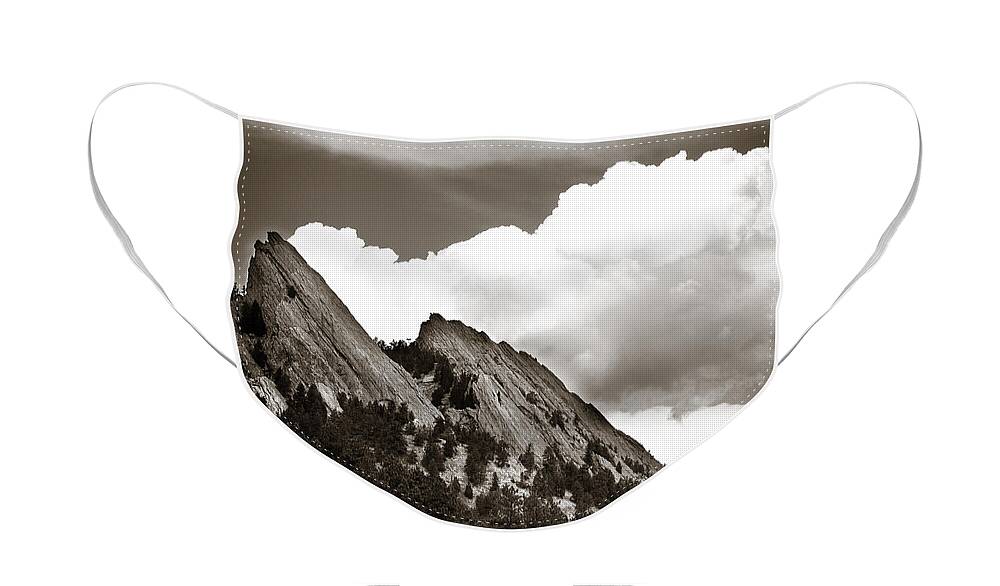 Flatirons Face Mask featuring the photograph Large Cloud Over Flatirons by Marilyn Hunt