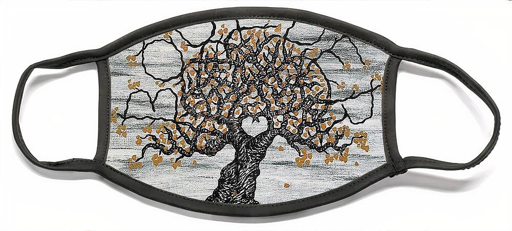Boulder Face Mask featuring the drawing Boulder Love Tree by Aaron Bombalicki