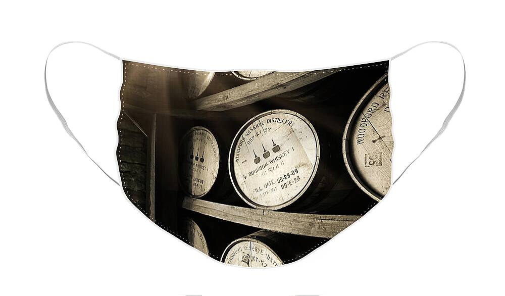 Bourbon Barrel Face Mask featuring the photograph Bourbon Barrels by Window Light by Karen Varnas