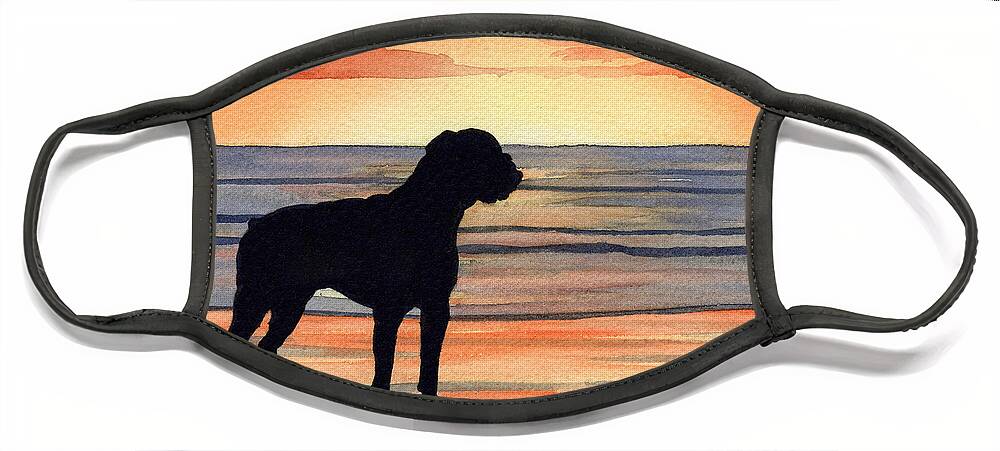 Boxer Face Mask featuring the painting Boxer Sunset by David Rogers